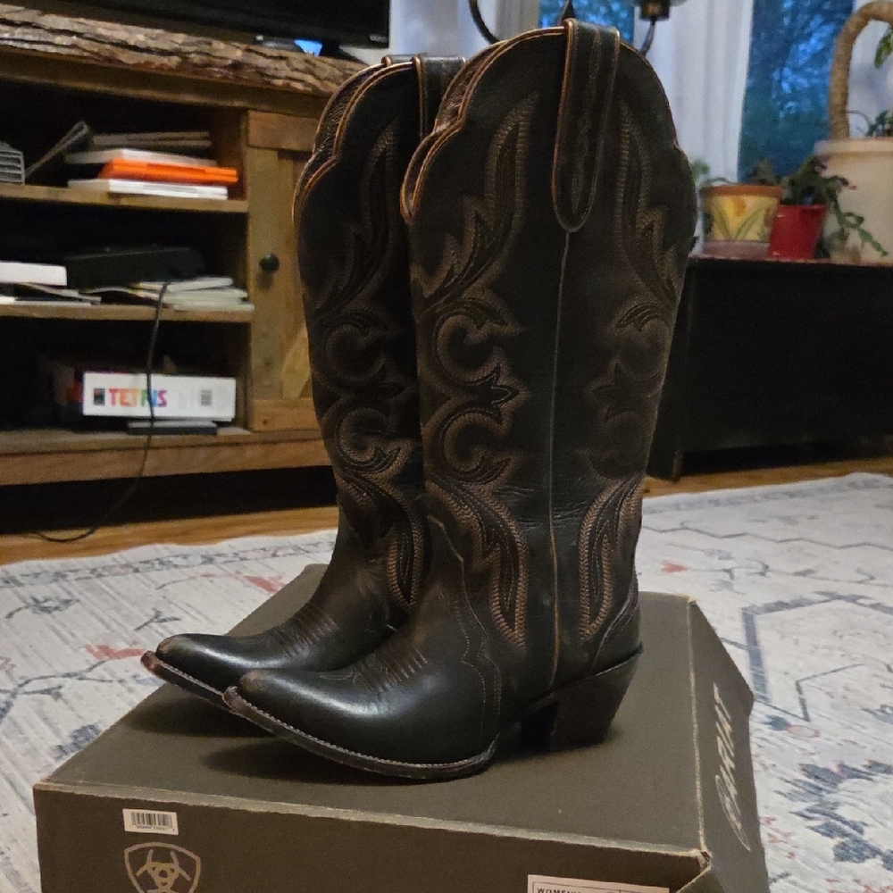 Ariat Black and Brown Heeled Boots